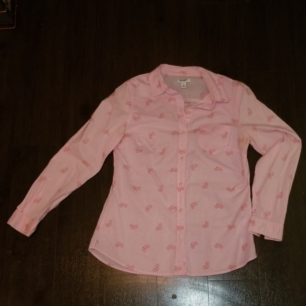 Pink Bicycle Print Blouse